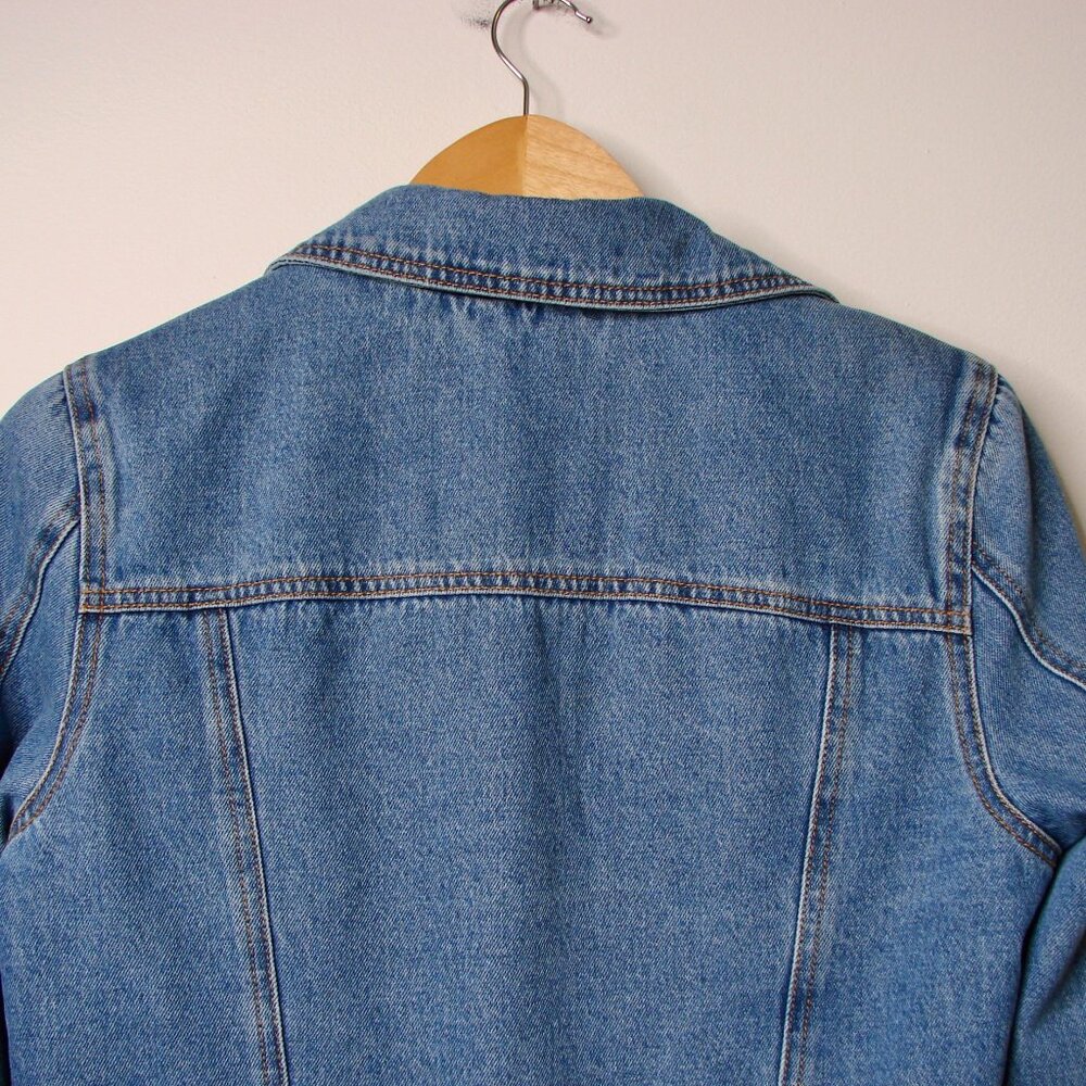 Anthropologie Avec Les Filles Denim Jean Jacket Faux Fur Trim Size Small NEW - Picture 13 of 15